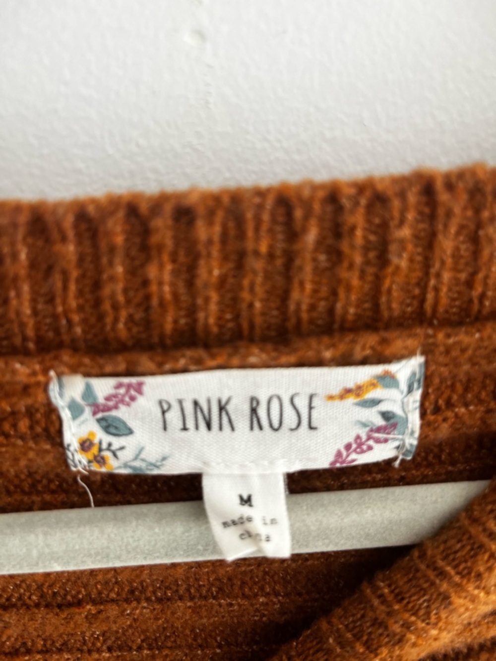 Pink Rose Rust Ribbed Cropped Sweater - Picture 3 of 3